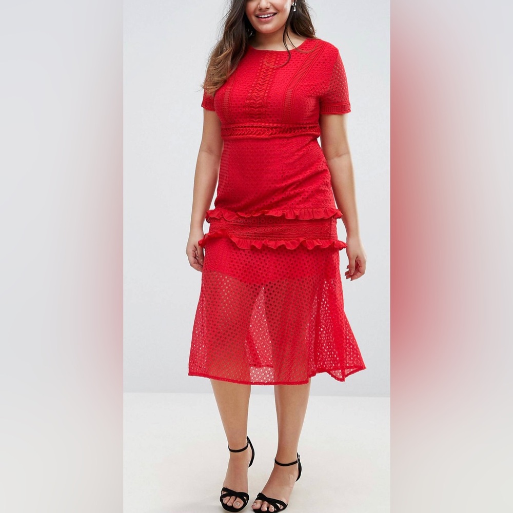 Truly You Tiered Lace Midi Dress